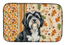 Load image into Gallery viewer, Black and White Tibetan Terrier Heirloom Fall Dish Drying Mat