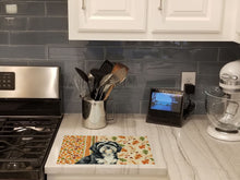 Load image into Gallery viewer, Black and White Tibetan Terrier Heirloom Fall Glass Cutting Board