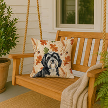 Load image into Gallery viewer, Black and White Tibetan Terrier Heirloom Fall Throw Pillow