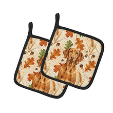 Load image into Gallery viewer, Vizsla Heirloom Fall Pair of Pot Holders