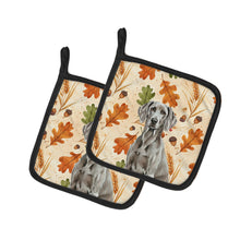 Load image into Gallery viewer, Weimaraner Heirloom Fall Pair of Pot Holders
