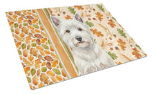 Load image into Gallery viewer, Westie Heirloom Fall Glass Cutting Board