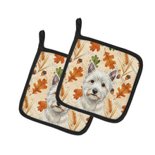 Load image into Gallery viewer, Westie Heirloom Fall Pair of Pot Holders