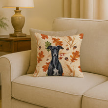 Load image into Gallery viewer, Black Whippet Heirloom Fall Throw Pillow