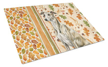 Load image into Gallery viewer, Brindle Whippet Heirloom Fall Glass Cutting Board