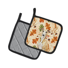 Load image into Gallery viewer, Fawn Whippet Heirloom Fall Pair of Pot Holders