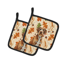Load image into Gallery viewer, Wirehaired Pointing Griffon Heirloom Fall Pair of Pot Holders