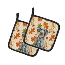 Load image into Gallery viewer, Steel Gray Wirehaired Pointing Griffon Heirloom Fall Pair of Pot Holders
