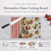 Load image into Gallery viewer, Grizzle Airedale Terrier Vegetables Glass Cutting Board