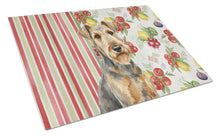 Load image into Gallery viewer, Grizzle Airedale Terrier Vegetables Glass Cutting Board