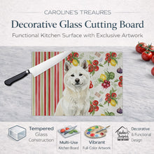 Load image into Gallery viewer, White Akita Vegetables Glass Cutting Board