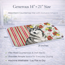 Load image into Gallery viewer, Gray and White Alaskan Malamute Vegetables Dish Drying Mat