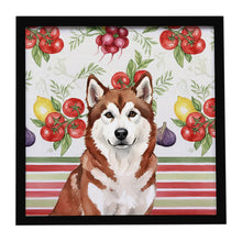 Load image into Gallery viewer, Red and White Alaskan Malamute Vegetables Framed Metal Print