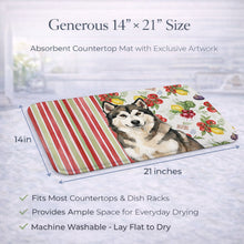 Load image into Gallery viewer, Sable and White Alaskan Malamute Vegetables Dish Drying Mat