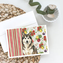 Load image into Gallery viewer, Sable and White Alaskan Malamute Vegetables Greeting Cards Pack of 8