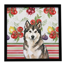 Load image into Gallery viewer, Sable and White Alaskan Malamute Vegetables Framed Metal Print