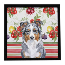 Load image into Gallery viewer, Blue Merle American Shepherd Vegetables Framed Metal Print