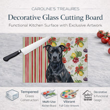 Load image into Gallery viewer, Black American Staffordshire Terrier Vegetables Glass Cutting Board