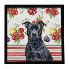 Load image into Gallery viewer, Black American Staffordshire Terrier Vegetables Framed Metal Print
