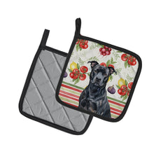 Load image into Gallery viewer, Black American Staffordshire Terrier Vegetables Pair of Pot Holders