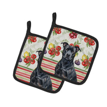 Load image into Gallery viewer, Black American Staffordshire Terrier Vegetables Pair of Pot Holders
