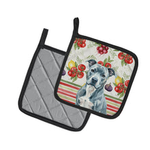 Load image into Gallery viewer, Blue American Staffordshire Terrier Vegetables Pair of Pot Holders
