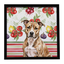 Load image into Gallery viewer, Brindle American Staffordshire Terrier Vegetables Framed Metal Print