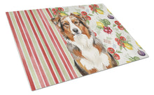 Load image into Gallery viewer, Red Merle Australian Shepherd Vegetables Glass Cutting Board