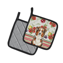 Load image into Gallery viewer, Red Merle Australian Shepherd Vegetables Pair of Pot Holders