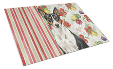 Load image into Gallery viewer, Black and White Basenji Vegetables Glass Cutting Board