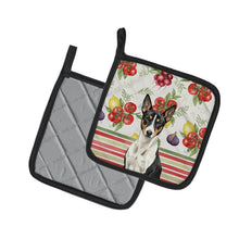 Load image into Gallery viewer, Black and White Basenji Vegetables Pair of Pot Holders