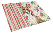 Load image into Gallery viewer, Brindle and White Basenji Vegetables Glass Cutting Board