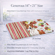 Load image into Gallery viewer, Red and White Basenji Vegetables Dish Drying Mat