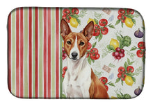 Load image into Gallery viewer, Red and White Basenji Vegetables Dish Drying Mat