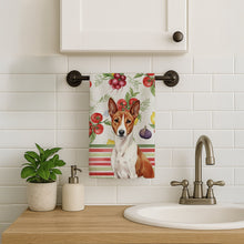 Load image into Gallery viewer, Red and White Basenji Vegetables Kitchen Towel