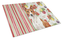 Load image into Gallery viewer, Red and White Basenji Vegetables Glass Cutting Board