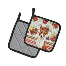 Load image into Gallery viewer, Red and White Basenji Vegetables Pair of Pot Holders