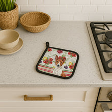 Load image into Gallery viewer, Red and White Basenji Vegetables Pair of Pot Holders