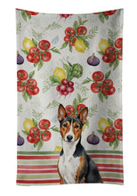 Load image into Gallery viewer, Tricolor and White Basenji Vegetables Kitchen Towel