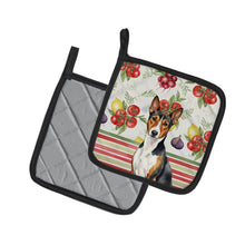 Load image into Gallery viewer, Tricolor and White Basenji Vegetables Pair of Pot Holders