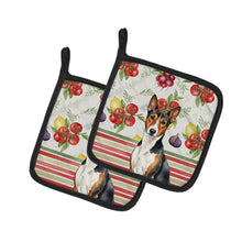 Load image into Gallery viewer, Tricolor and White Basenji Vegetables Pair of Pot Holders