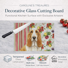 Load image into Gallery viewer, Lemon and White Basset Hound Vegetables Glass Cutting Board