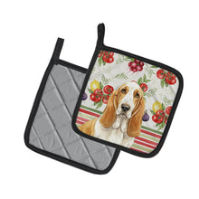 Load image into Gallery viewer, Lemon and White Basset Hound Vegetables Pair of Pot Holders