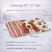Load image into Gallery viewer, Red and White Basset Hound Vegetables Dish Drying Mat
