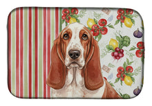 Load image into Gallery viewer, Red and White Basset Hound Vegetables Dish Drying Mat