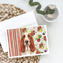 Load image into Gallery viewer, Red and White Basset Hound Vegetables Greeting Cards Pack of 8
