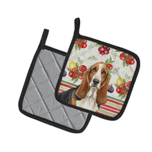 Load image into Gallery viewer, Tricolor and White Basset Hound Vegetables Pair of Pot Holders