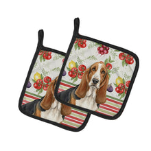 Load image into Gallery viewer, Tricolor and White Basset Hound Vegetables Pair of Pot Holders