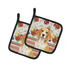 Load image into Gallery viewer, Lemon and White Beagle Vegetables Pair of Pot Holders