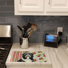 Load image into Gallery viewer, Black Bearded Collie Vegetables Glass Cutting Board